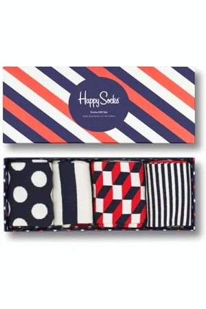Happy Socks 4-Pack Stripe Gift Box, kolorowe i zabawne, Skarpetki dla kobiet i mężczyzn, (36-40)
