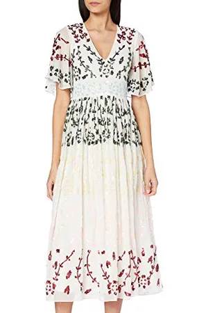Frock and Frill Damska sukienka midi, zdobiona sukienka koktajlowa
