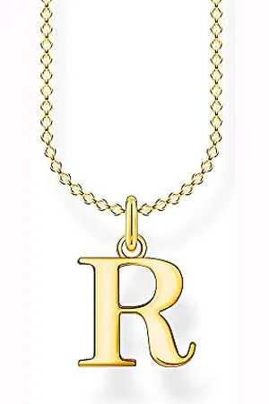 Thomas Sabo Damen Halskette mit dem Buchstaben R 925er Sterlingsilber 750er Gelbgold-Vergoldung, Länge: 38cm - 45cm, KKE2027-413-39-L45V