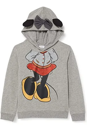 NAME IT MINI NMFMINNIE ALBA Sweat W Hood BRU WDI sweter z kapturem, szary melange, 92