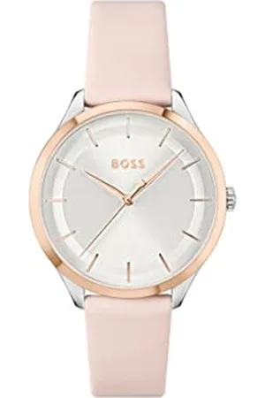 HUGO BOSS Damski analogowy zegarek kwarcowy z różowym skórzanym paskiem - 1502643, , Pasek