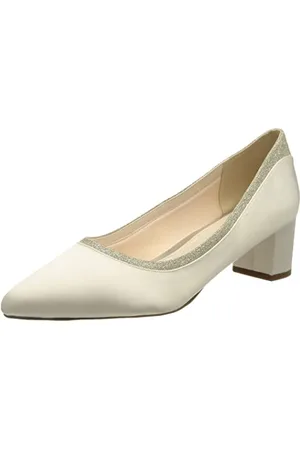 Rainbow Club Buty ślubne Preslie - damskie, czółenka, satyna w kolorze kości słoniowej - rozmiar 40 (7 UK)