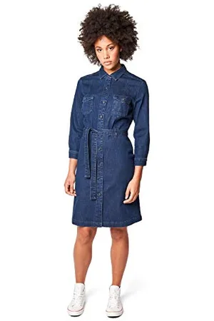 Lee Damska sukienka DENIM Luźna sukienka biznesowa, ciemnoniebieska, , XS