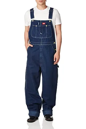 Dickies Męskie spodnie ogrodniczki, dżinsowe, indygo, Niebieski (Rnsd Ind/Blu Rnb), 34W / 30L