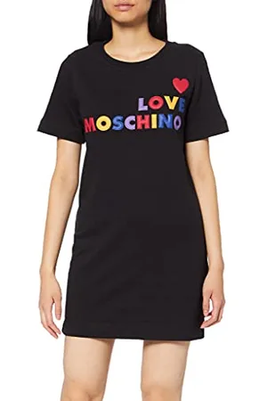Moschino Damska sukienka z krótkim rękawem i motywem serca i wielokolorowa, , 40