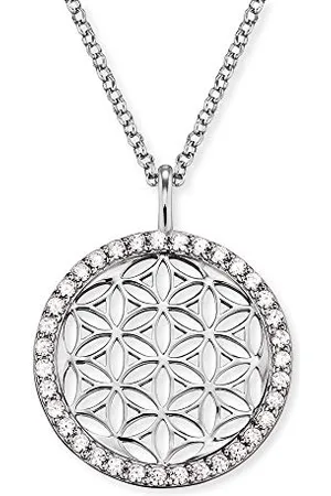 Engelsrufer Damen Halskette aus Sterling Silber mit Lebensblume Anhänger - besetzt mit 35 weißen Zirkonia Steinen - Karabinerverschluss - längenverstellbar - nickelfrei