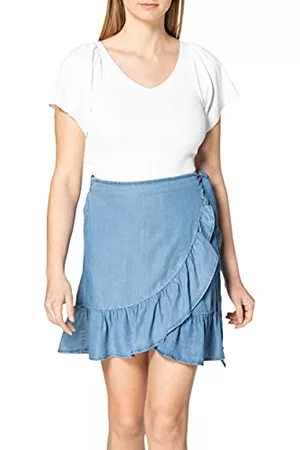 ONLY Kobieta Spódnice midi - Damska spódnica Onlsofia Wrap Knee DNM, niebieski (medium blue denim), S