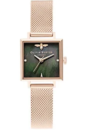 Olivia Burton Analogowy zegarek kwarcowy dla kobiet z bransoletką ze stali nierdzewnej w kolorze różowego złota - OB16EX220, , Minimalistyczny kwadrat różowe złoto