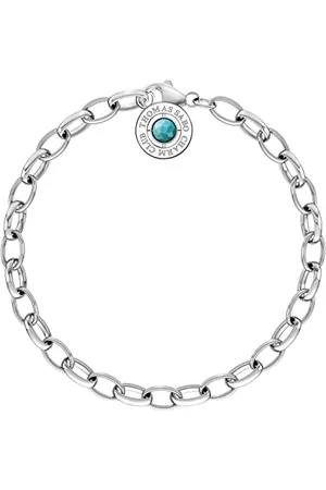 Thomas Sabo Damska bransoletka z charmsami srebro wysokiej próby 925, 16 cm (14,5 cm + 1,5 cm długości loków)