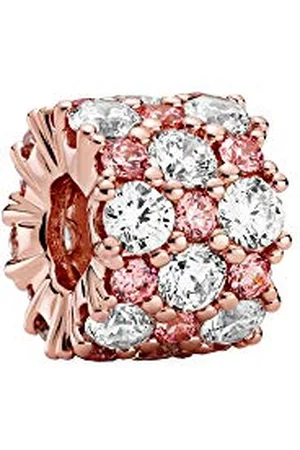 PANDORA Timeless Pozłacany 14-karatowym złotem charms z przezroczystą i różową cyrkonią