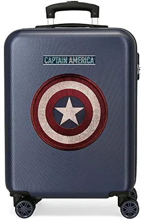 Marvel Avengers Captain America niebieska walizka kabinowa 38 x 55 x 20 cm, sztywny zamek szyfrowy ABS, 34 l, 2,6 kg, 4 podwójne kółka bagaż podręczny, , 38x55x20 cms, Walizka