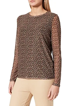 Gerry Weber Damska bluzka ze wzorem zebry, mankiety, bluzka z długim rękawem, wzór zwierzęcy, , 48