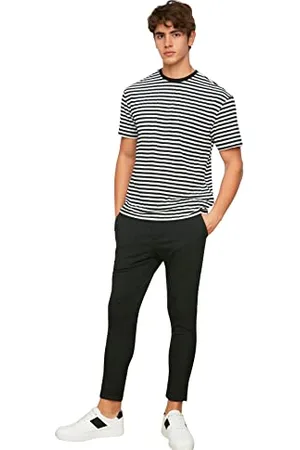 Trendyol Męskie Spodnie Czarne męskie beli tires slim fit pants, , XL