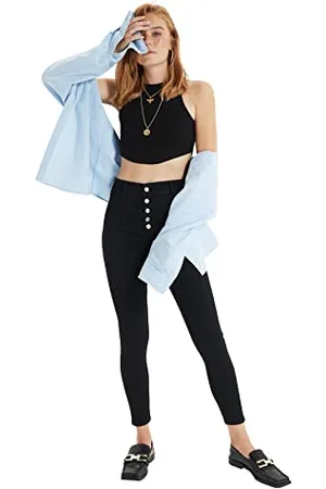 Trendyol Jeans Spodnie Damskie - Black - High Waist Spodnie, , 36
