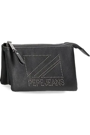 Pepe Jeans Donna czarna kosmetyczka 17,5 x 9,5 x 2 cm sztuczna skóra, czarno-biała, kosmetyczka, , Kosmetyczka do torebki