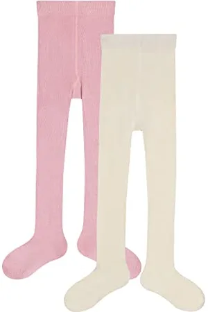 Camano Unisex dziecięce skarpetki Online Children Organic Cotton ca-Soft Tights 2-pak skarpet, srebrna róża + offwhite, 122/128, , 110