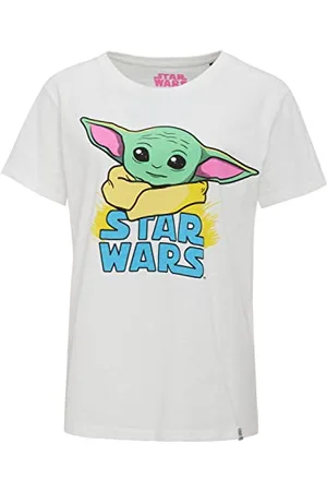 Recovered Clothing Unisex Star Wars The Mandalorian Pastel Print Ecru Womens Fitted by M T-Shirt, M, , M