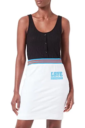 Moschino W paski żakardowe French Terry z nadrukiem logo lata 70-te i Bicolor Knitting Ribs. Spódnica, , 48 Kobiety, , 46