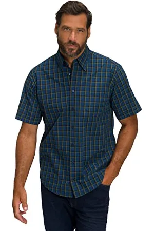 JP 1880 Męska koszula w kratkę, z półrękawami, ukryty kołnierzyk buttondown, nowoczesny krój, koszula do 8 XL, , , XL