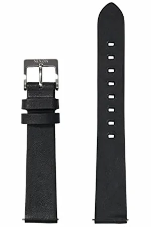 Nixon Pineapple BA001-000-00 wymienny pasek do zegarków z odstępem 16 mm z wegańskiej skóry ananasowej w kolorze czarnym z zapięciem ze stali nierdzewnej i oczkiem na rękę, BA00-00, , 16mm