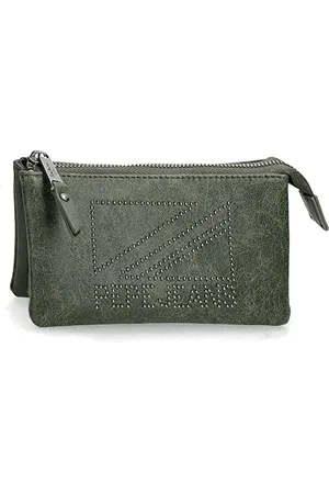 Pepe Jeans Donna Green Kosmetyczka 17,5 x 9,5 x 2 cm Sztuczna skóra, zielona, kosmetyczka, , Kosmetyczka do torebki