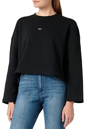 JACK & JONES Bluza damska JXABBIE LS Wide Every Brush Crew SN Sweatshirt, czarna/nadruk: białe logo JXX, XS