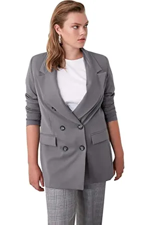 Trendyol Damska marynarka oversize z guzikiem, szara, , 36