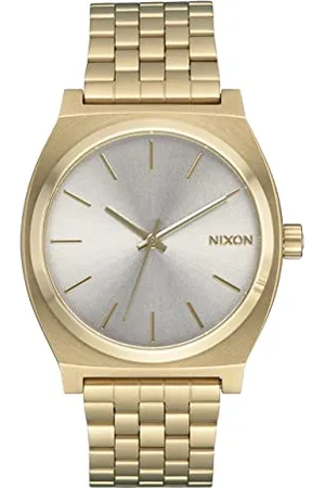 Nixon Zagarki Vintage - Unisex analogowy japoński mechanizm kwarcowy zegarek z bransoletką ze stali szlachetnej A045-5101-00, Light Gold/Vintage White