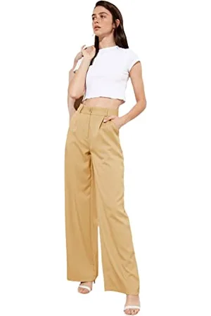 Trendyol Damskie drapowane plisowane spodnie Ample, , 64