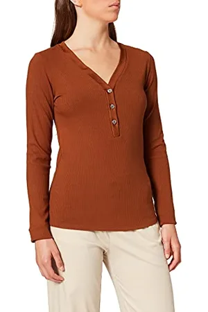 Scotch&Soda Damska koszula Classic Grandad z głębokim dekoltem w serek w kolorze Ecovero Blend Henley, , L