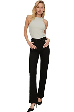 Trendyol Damskie jeansy Black Tasting z wysokim stanem Slim Flare, , 62