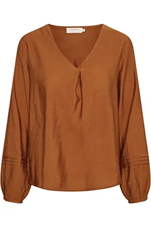 Cream Damska bluza Balloon Sleeves V-Neck, , 38
