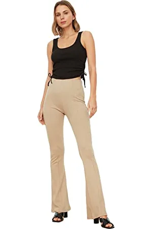 Trendyol Damskie Spodnie Mink Flare Spodnie z dzianiny, , L
