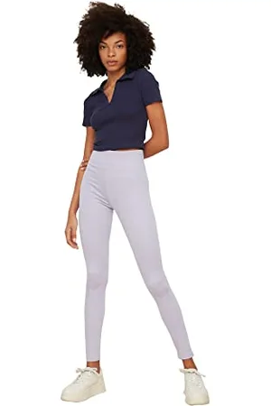 Trendyol Lila High Stan Roller Knitted Tights Legginsy damskie, , XS