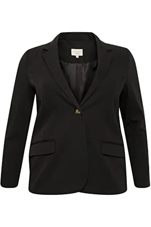 Cream Kaffe Curve Damski Plus Size Blazer Classic Długi Rękaw Krótkie Kurtki, Black Deep, 54