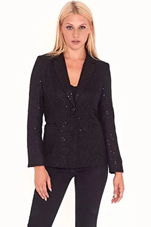 Unique 21 UNIQUE21 Damska marynarka z cekinami tweed w kolorze czarnym (opakowanie 4 szt.), , 34 PL
