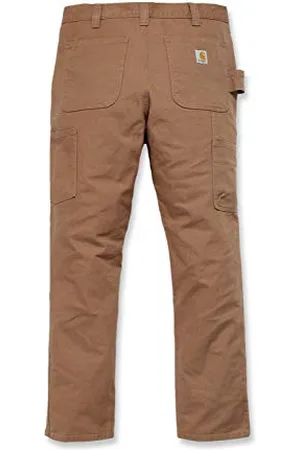 Carhartt Męskie wytrzymałe elastyczne proste dopasowanie kaczka zwężane nogawki użytkowe spodnie robocze ogrodniczki, Brown, 31W / 32L
