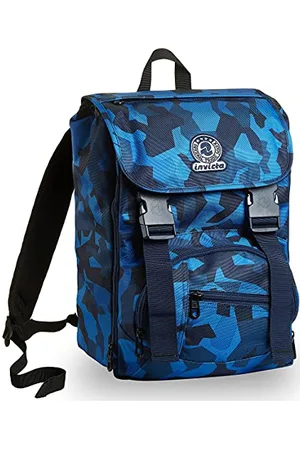 Invicta Backpack, SQUARE CAMO for Teen, Girls&Boys, Large Capacity, For School, Sport & Free Time, Italian Design, blue