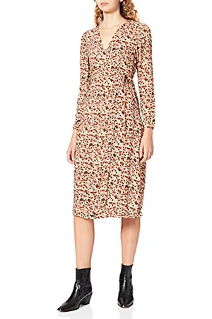 Pieces® Damska sukienka Pccarly Ls Wrap Midi Dress Bc, , M