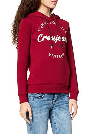 Cross Jeans Damska bluza z kapturem 65184, wino, regularna