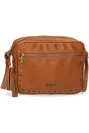 Pepe Jeans Camper Torba listonoszka, dwie przegródki, brązowa 24 x 16 x 9 cm, 24 x 16 x 9 cm, brązowa torba na ramię, , Torba na ramię z dwoma przegródkami