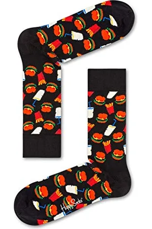 Happy Socks Hamburger, kolorowe i zabawne, Skarpety dla kobiet i mężczyzn, -Pomarańczowy-Czerwony-Biały (36-40)
