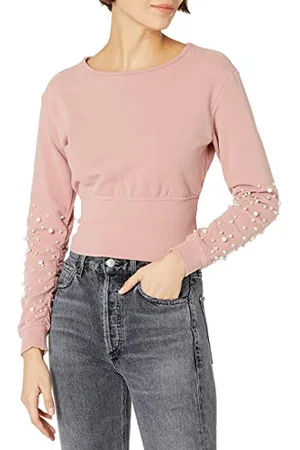 KENDALL + KYLIE Damska perła zdobiona bluza z wycięciem z tyłu - ekskluzywna Amazon, , L