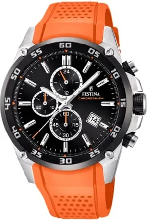 Festina Unisex zegarek kwarcowy dla dorosłych chronograf ze skórzanym paskiem F20330/4, srebro, Einheitsgröße, Chronograf ze skórzanym paskiem