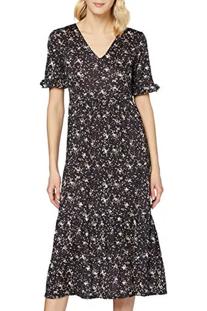 Miss Selfridge Damska czarna teksturowana sukienka Midi Smock na co dzień, , 36 PL