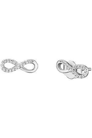 Engelsrufer Infinity Ohrstecker für Damen 925er Sterlingsilber besetzt mit 34 weißen Zirkonia Größe 12 mm