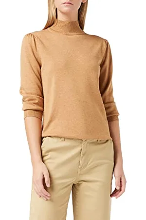 Minus 33 Damski sweter z dzianiny Mersin Roll Neck, Melanż migdałowy, L