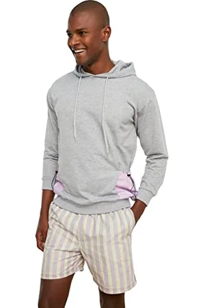 Trendyol Męska bluza z kapturem, zwykła, szara, 2XL, , XXL