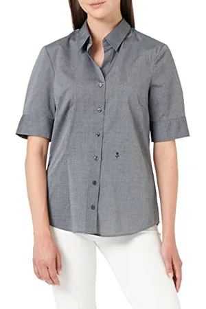Seidensticker Bluzka damska - bluzka koszulowa - nie wymaga prasowania - Slim Fit - krótki rękaw - uniwersalna - 100% bawełna, , 36