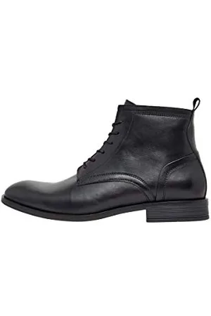 Bianco Męskie buty BIABYRON Leather Lace Up Ankle Boot, czarne 6, 45 EU, , 45 EU